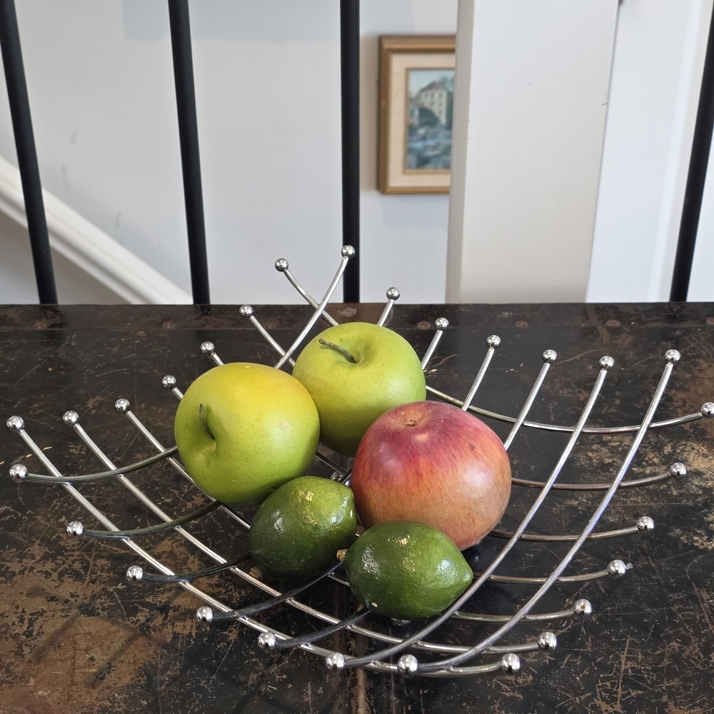 Vintage MCM Chrome Wire Fruit Bowl Basket | Atomic Sputnik Style IKEA Project Pc